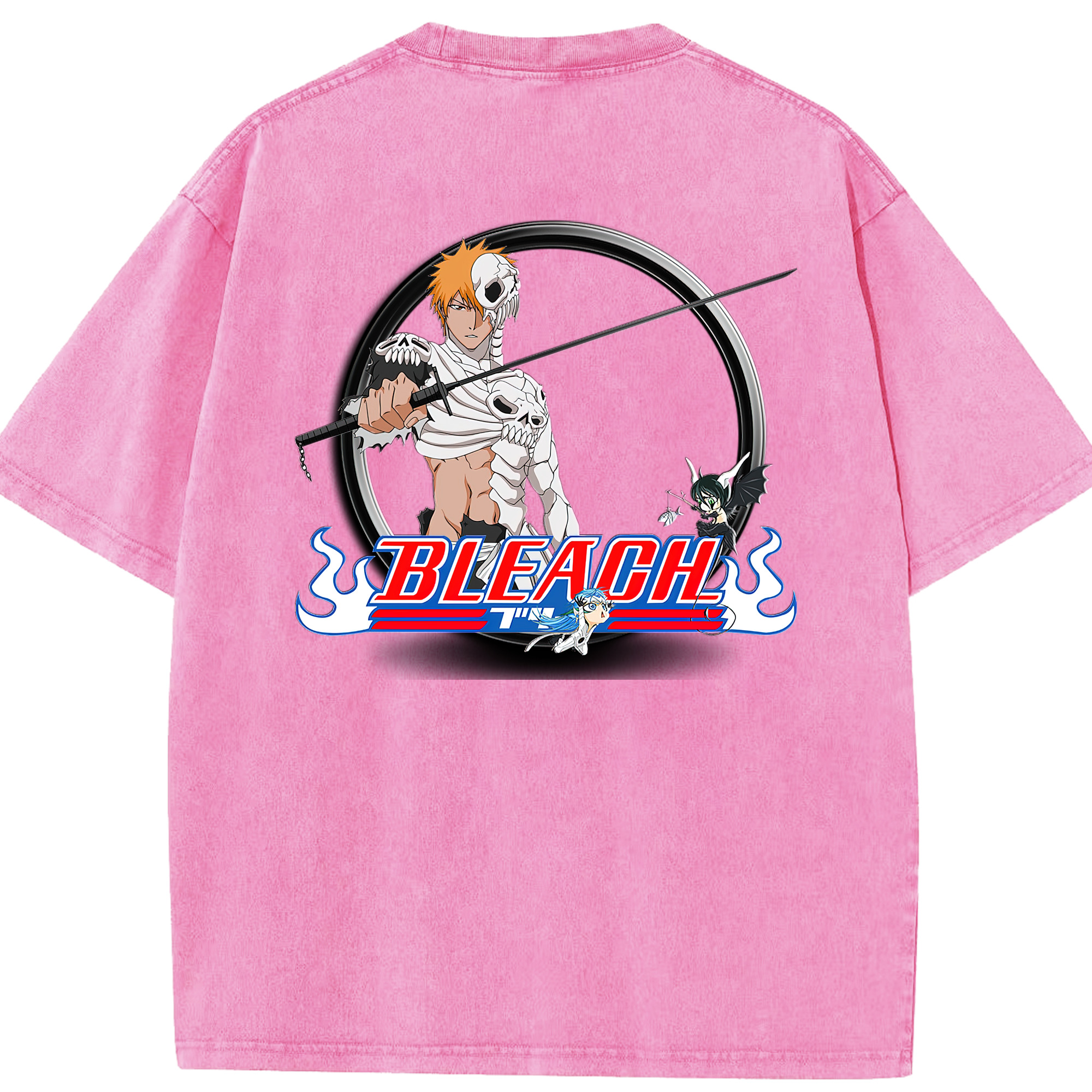 （画像用） ブリーチ 黒崎一護（くろさき いちご）BLEACH Kurosaki Ichigo 綿100% ヴィンテージ風 半袖Tシャツ（背面プリント）